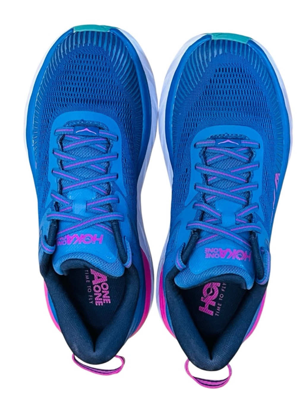 Hoka One One Bondi 7 Athletic Running Shoes Vallarta Blue/Phlox Pink Sz 8 - Picture 6 of 10